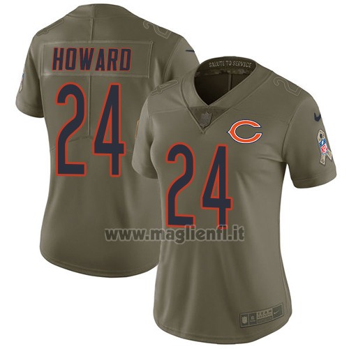 Maglia NFL Limited Donna Chicago Bears 24 Jordan Howard Verde Stitched 2017 Salute To Service